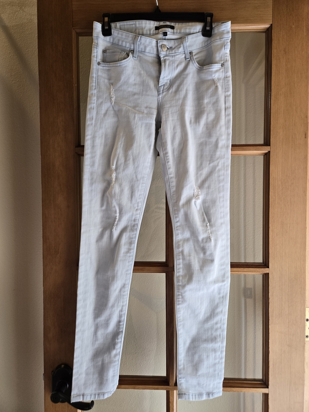 Made In USA Light Wash Skinny Jeans 27 for Women - Distressed Stretch Denim